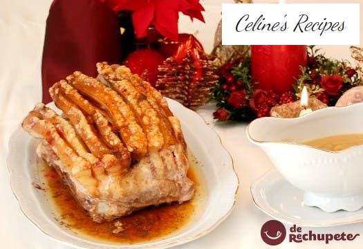 Roast pork with applesauce