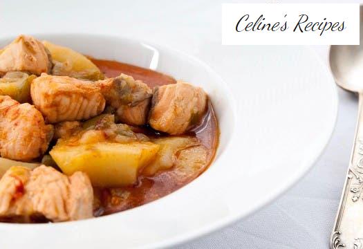 Salmon marmitako. Potato and salmon stew