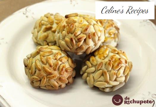 Homemade marzipan with pine nuts