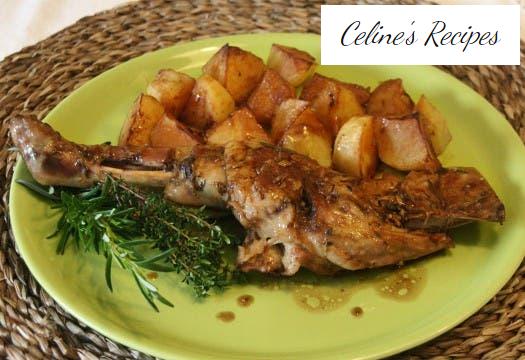 Roast shoulder of suckling lamb roasted with fine herbs