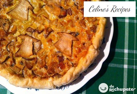 Cake or mushroom tart. Boletus Edulis and chanterelles