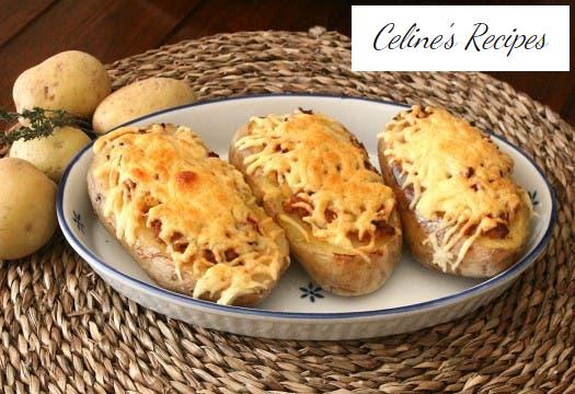 Roast potatoes stuffed with meat