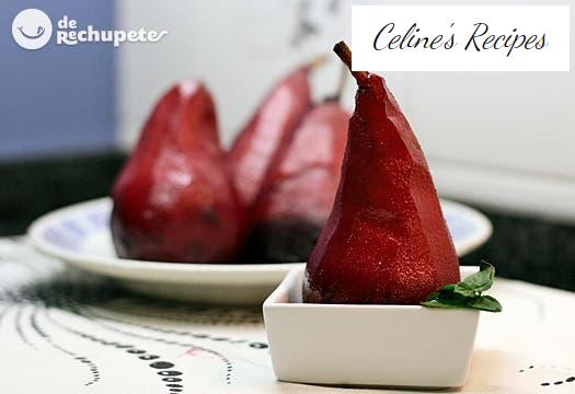 Pears in red wine with cinnamon. Traditional recipe