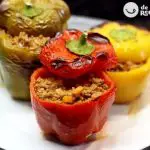 Peppers stuffed with morcilla