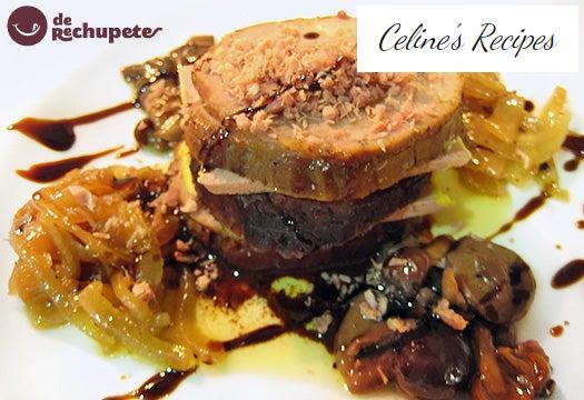 Chicken stuffed with foie gras with mushrooms