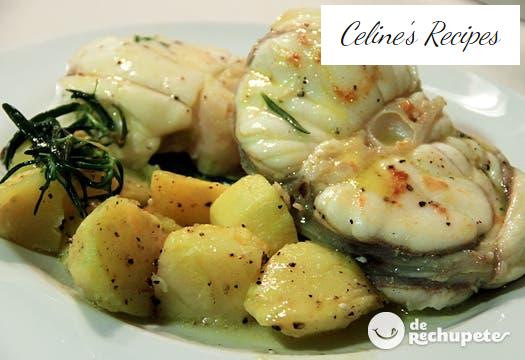 Grilled monkfish with thyme and rosemary