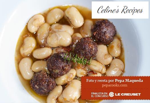 Farm beans with oxtail meatballs