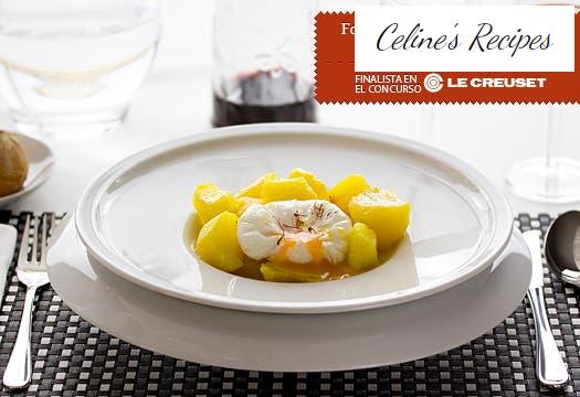 Garlic chicken potatoes with poached egg. Step by step recipe