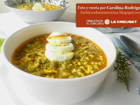 Pea soup with chorizo