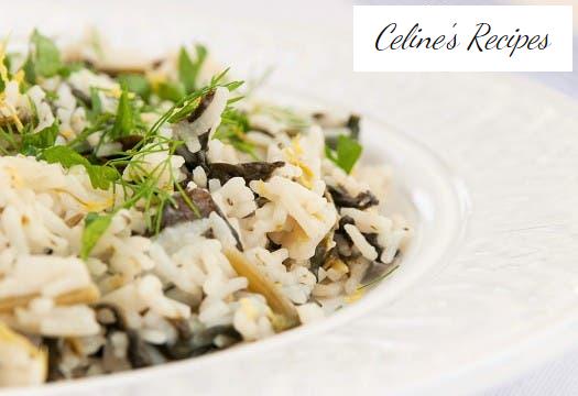 Spanakorizo or Rice with spinach. Greek recipe