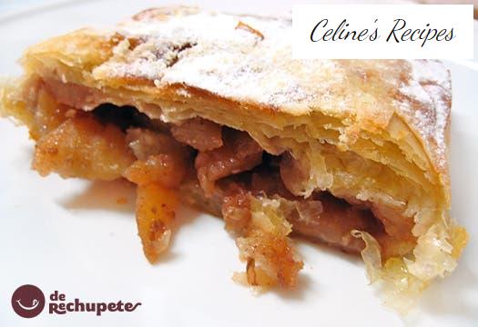 Apple, walnut and pine nut strudel or Apfelstrudel.