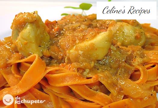 Noodles with scallop sauce