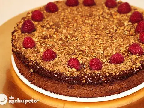 Mexican chocolate cake with raspberries