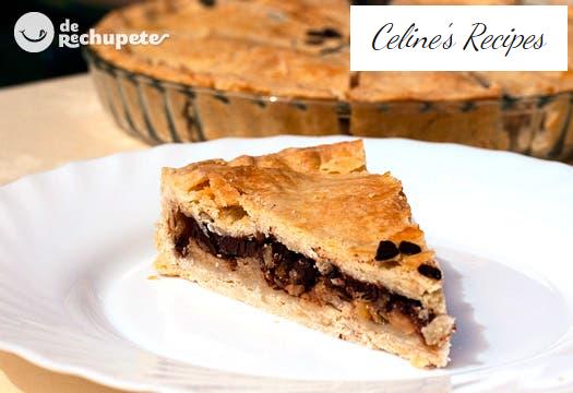 Banana, chocolate and hazelnut tart