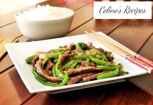 Beef with peppers. Chinese recipe