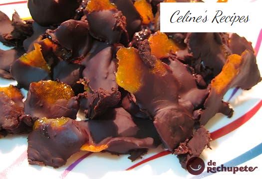 Strips of candied orange with chocolate