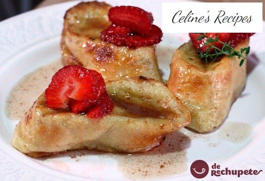 Baked French toast with sugar and cinnamon