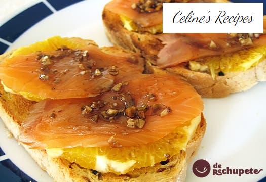 Salmon and orange toast