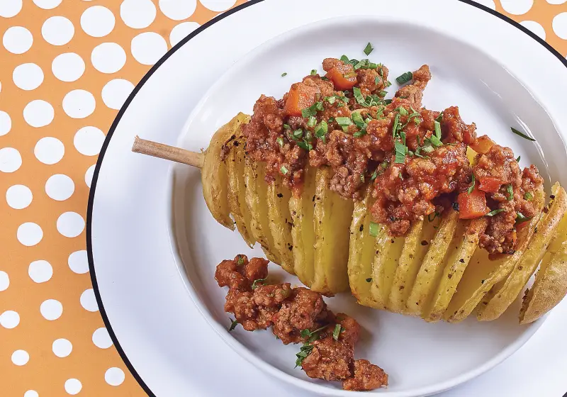 Original potato and ground beef banderillas