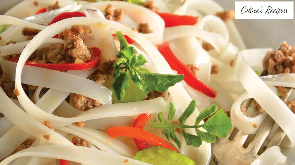 Rice noodle with gluten-free ground beef
