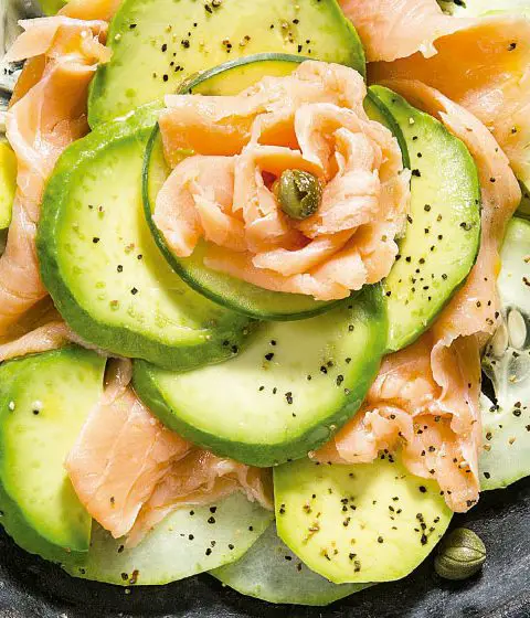 Salmon salad with avocado
