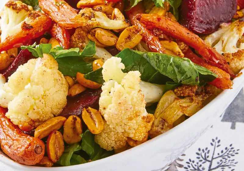 Roasted vegetables with peanuts