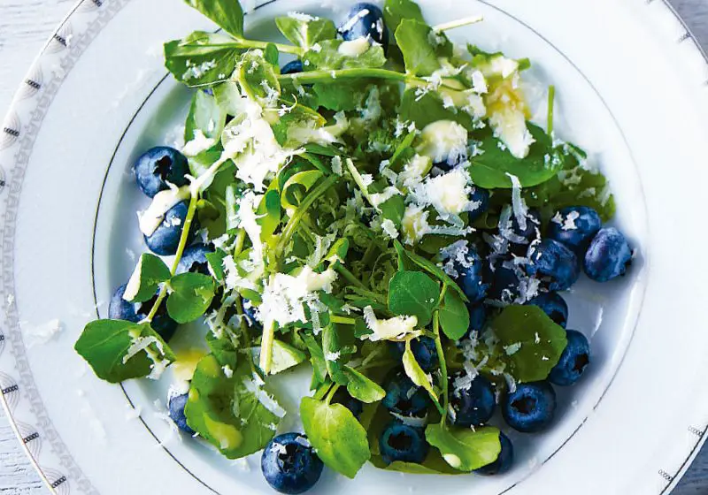 Blackberry and watercress salad with parmesan
