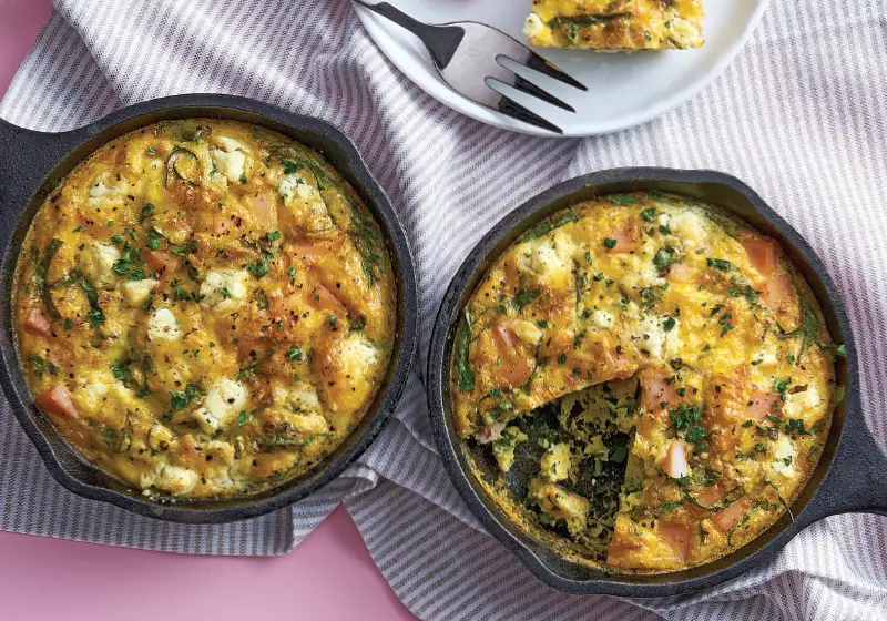 Ham Frittata with Spinach and Goat Cheese