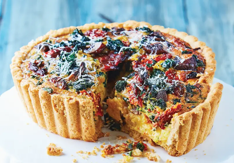 Mushroom and spinach quiche