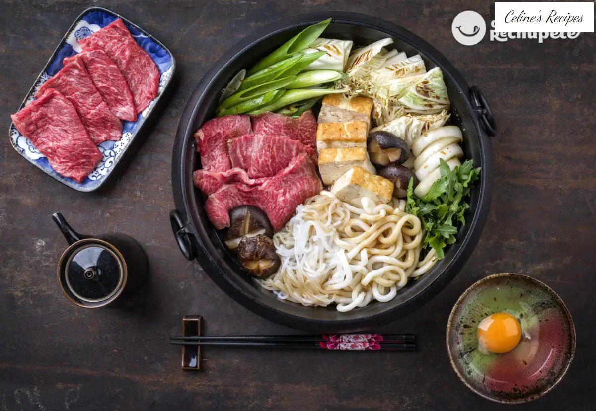 Sukiyaki. Recipe for traditional Japanese pot or casserole